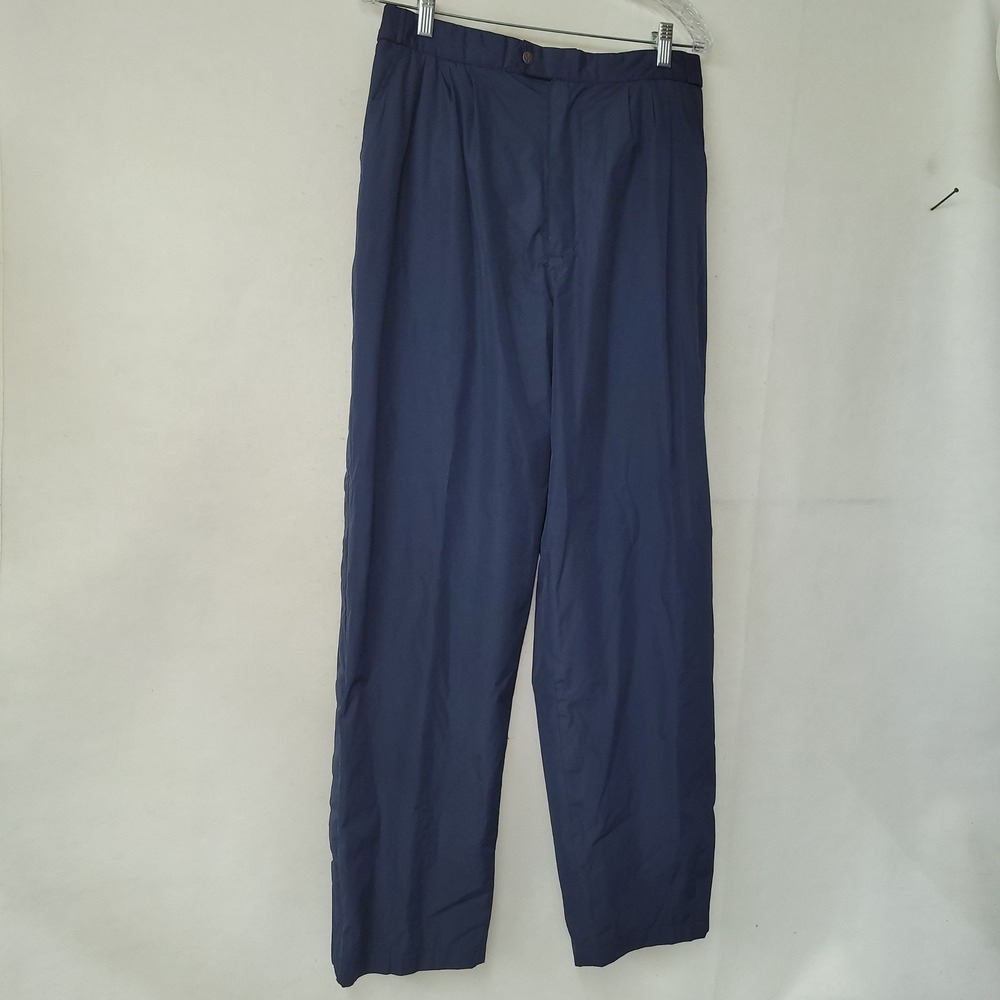 Clark Gregory‎ Rain Pants Mens L Navy Blue Polyurethane Lined Golf Snap Leg